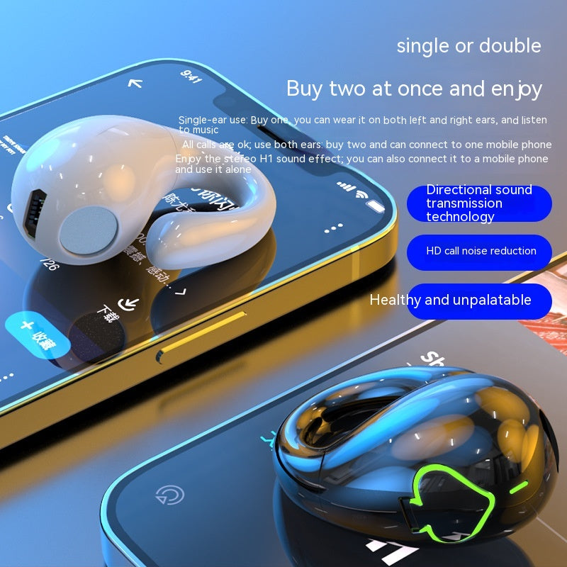 Clip-on Bluetooth Headset Wireless Ultra-long Life Battery Sports Business Painless Non In-ear