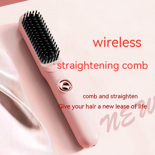 Wireless Straight Comb Anion Does Not Hurt Hair Portable Hair Curler And Straightener Dual-use